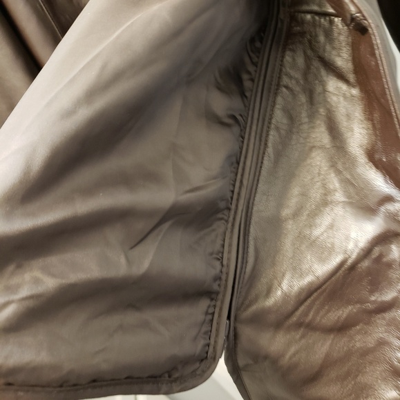 DANIER Brown Genuine Leather Belted Coat - Picture 7 of 8